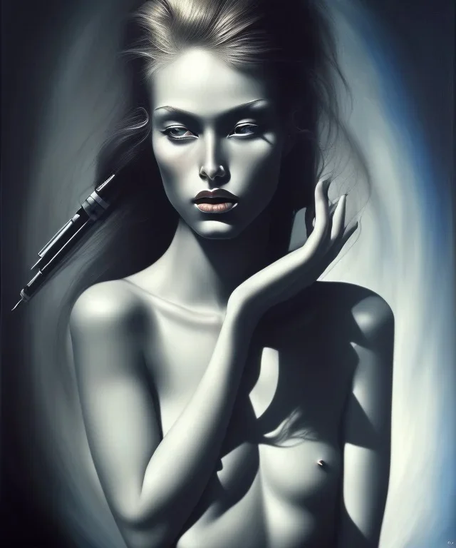 woman, photographer. oil on canvas, volumetric lighting, helmut newton