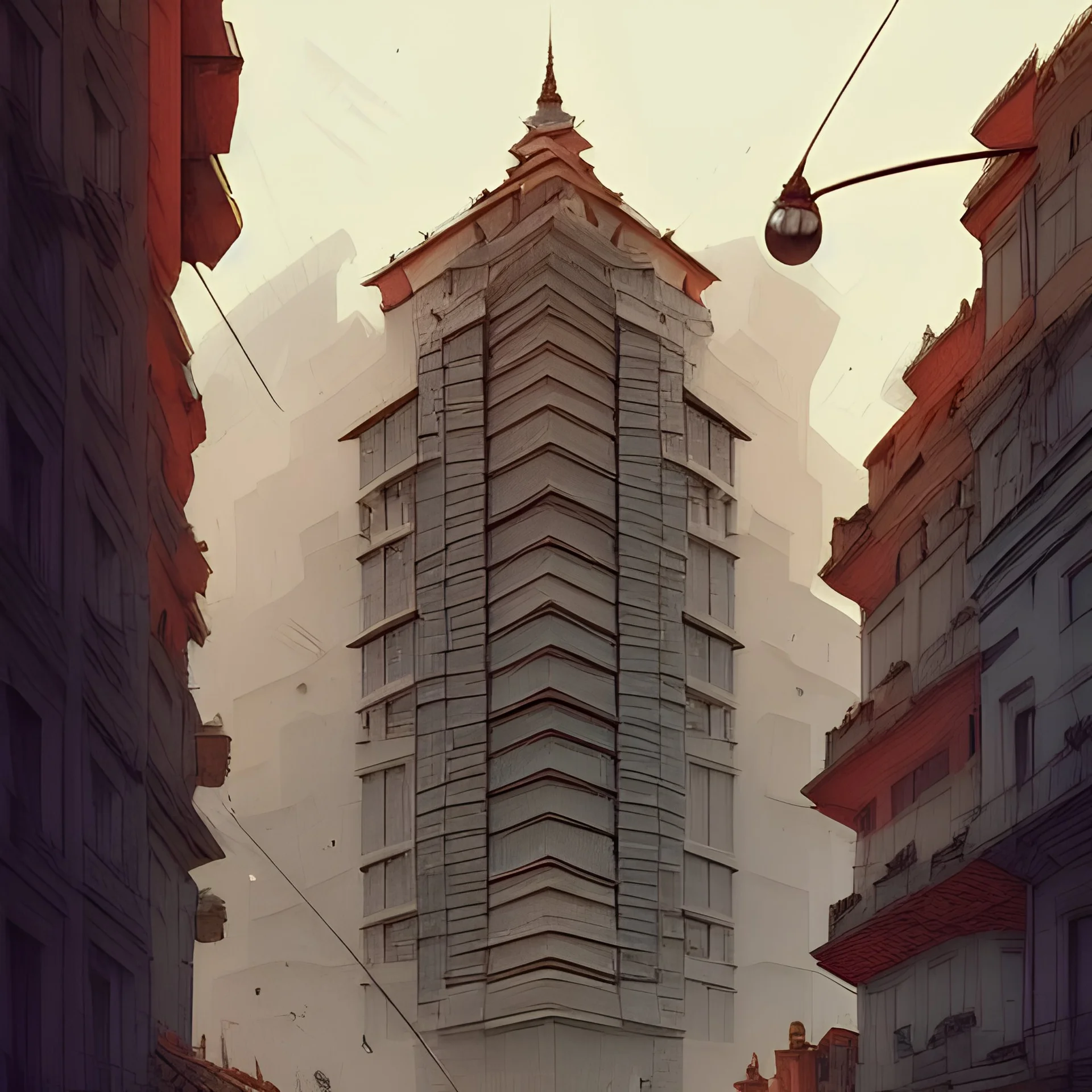 A David chipperfield building +detailed facades+highly detailed++ Book illustration by Gediminas Pranckevičius, Jean Baptiste Monge, Brian Kesinger, Anton fadeev, strong lines, high contrast vibrant colors, 16k resolution, trending on behance""