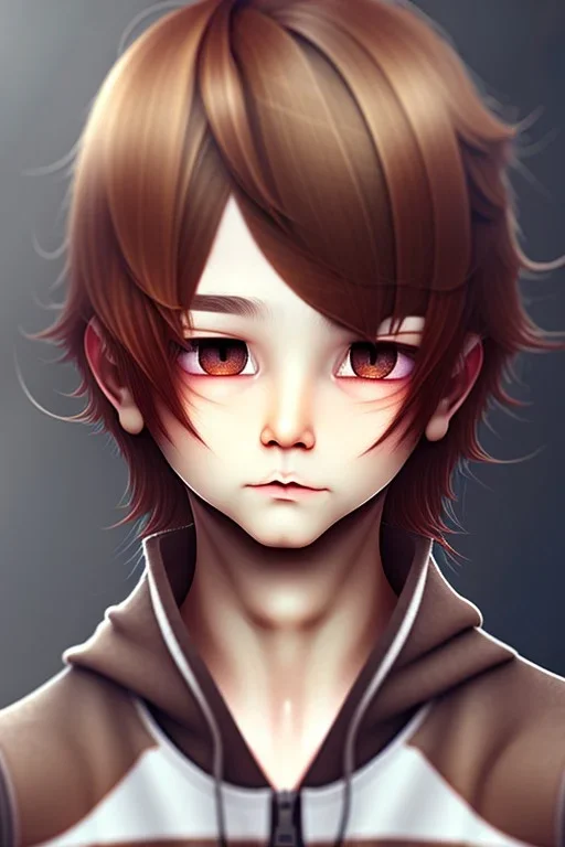 Shota, cute, brown hair, portrait, shy, blushing