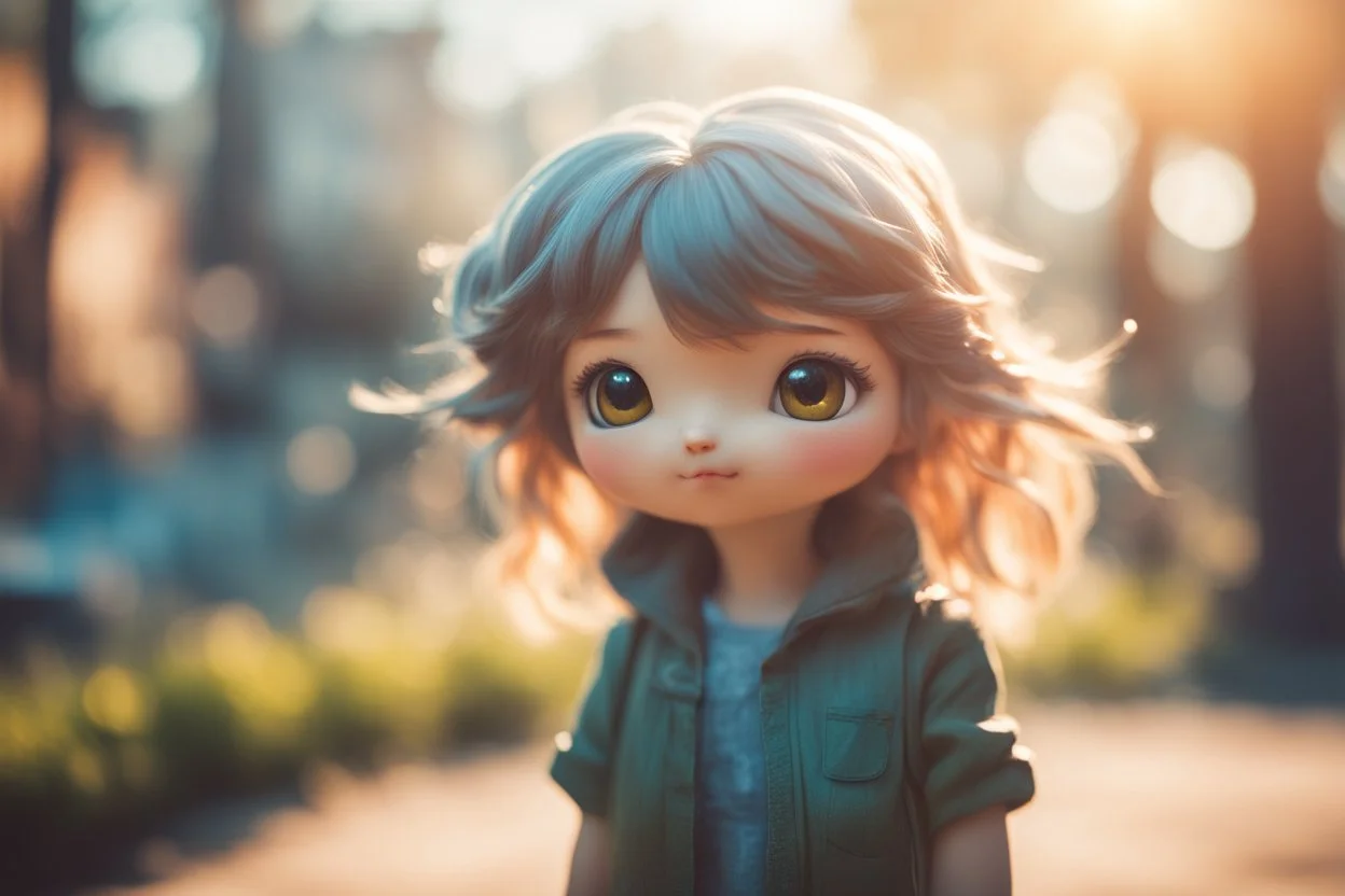 cute chibi girl with ugly Vogons in sunshine, ethereal, cinematic postprocessing, bokeh, dof