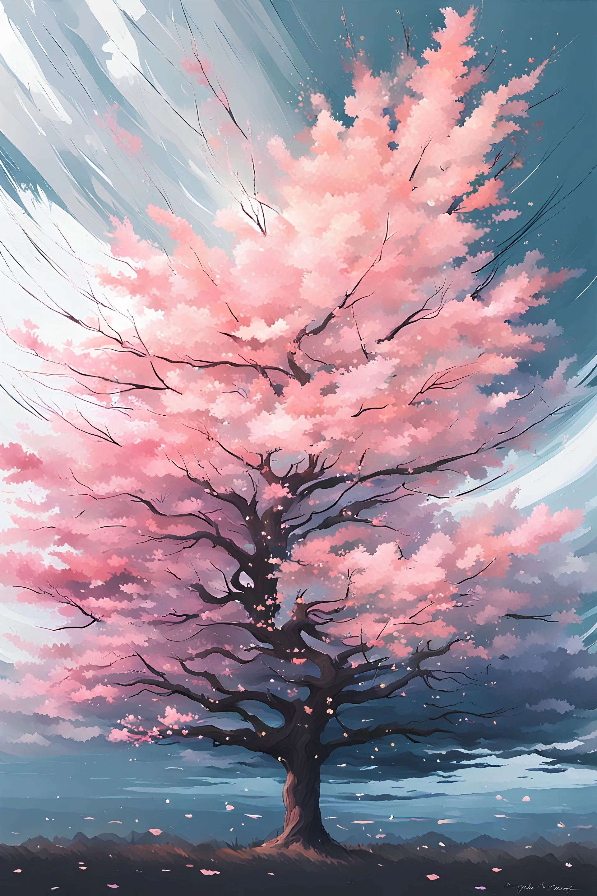 a tree in the style of A Silent Voice