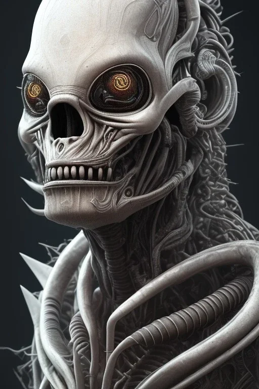 evil berserker, alien, tron, bitcoin eyes, 8k, finely detailed, photo realistic, hr giger