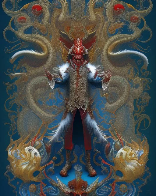 Strange creature . He looks like a human. Looks like a dragón And it looks like Elf It has ornate scales. Red white tattoo. He wears cosmic clothes