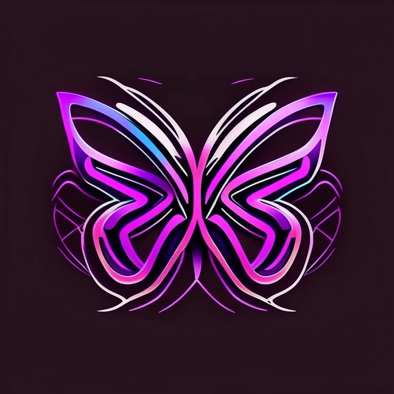 symetry!!, butterfly!!, logo, NFT, colorful, cyberpunk, neon punk, curves, lines, simple, gradient, creative