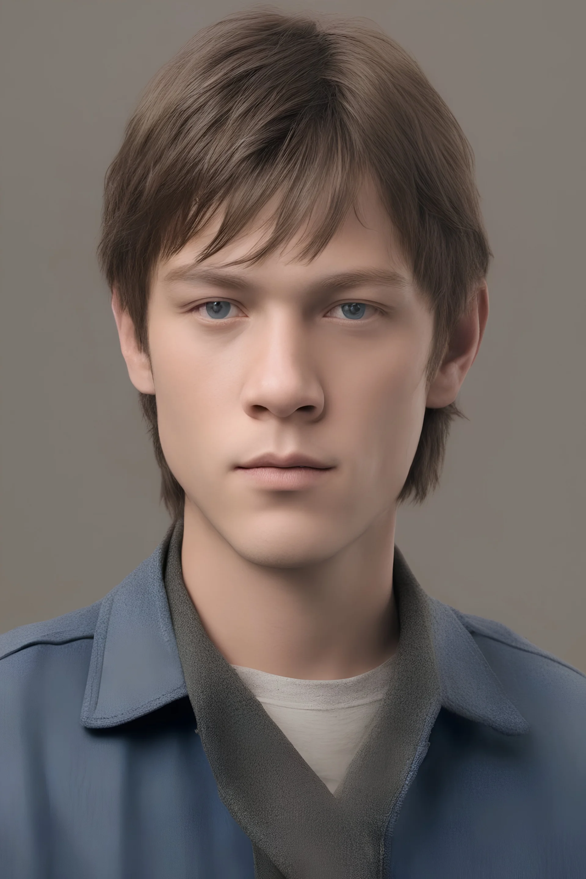 400 years in the future. 2424's yearbook photo, teenage Daryl Dixon (Norman Reedus) 14 years old, brown hair, 2424's hairstyle and clothes, photorealistic, --ar 9:16 --style raw