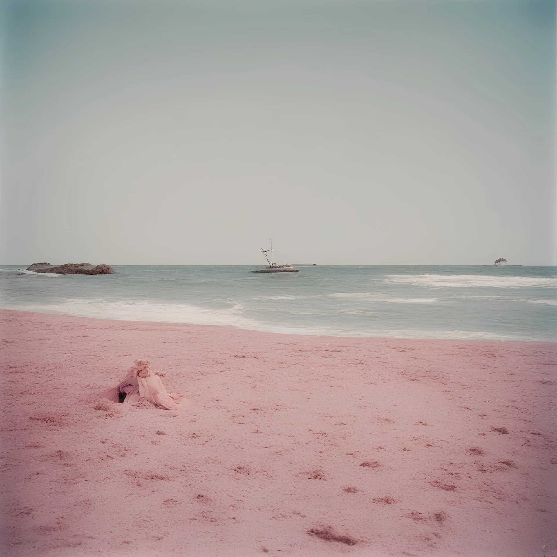 Sunny day, autochrome, Marie-Antoinette on the beach