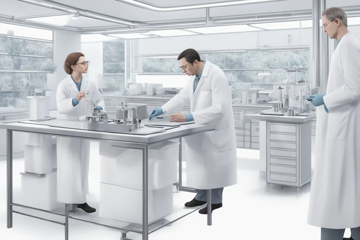 علماء يعملون في المختبر خلي الصوره واقعيه جدا