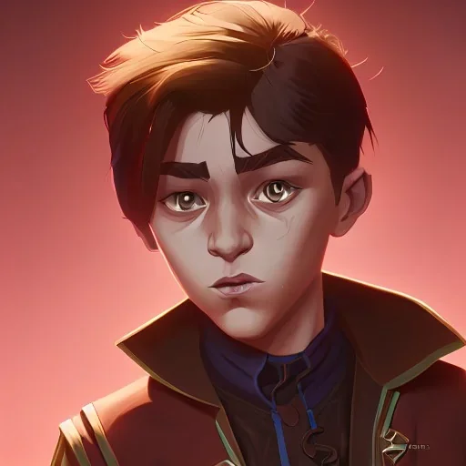 Portrait of a handsome brown haired little warlock kid by Nick Harris