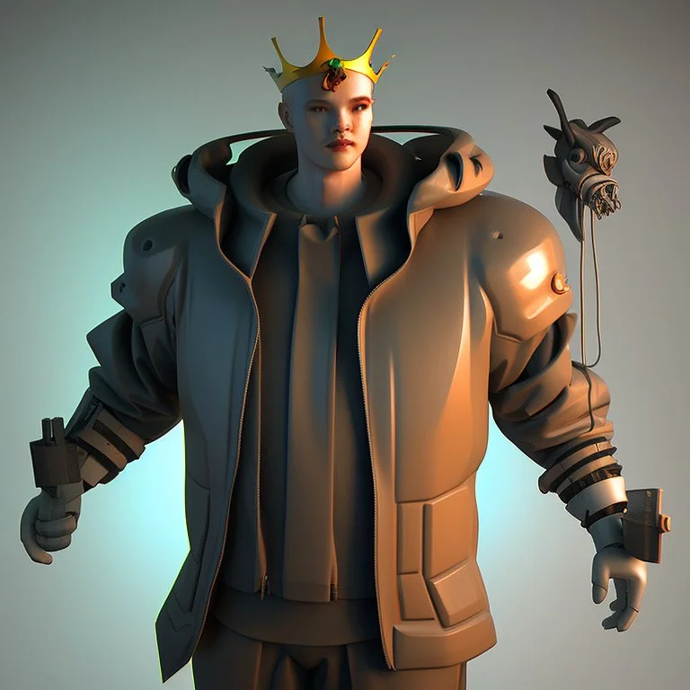 King cyberpunk cheerful 3D