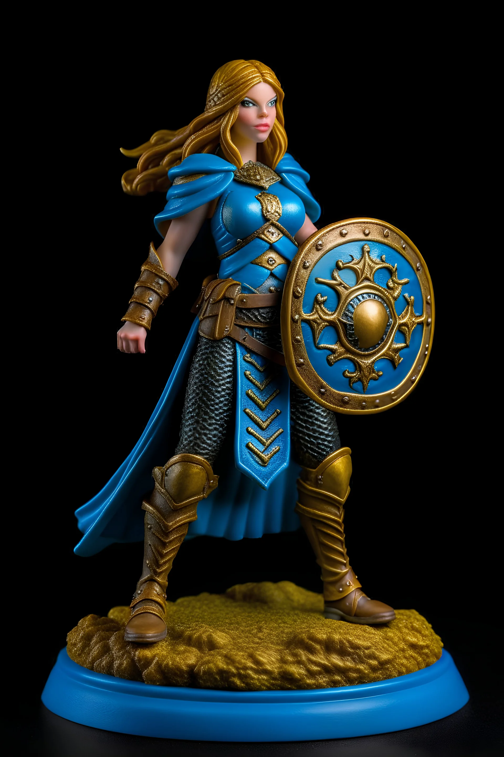 Female fighter with shield and Morningstar