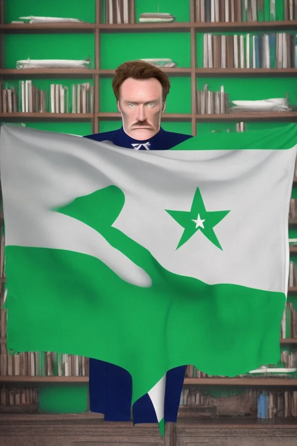 Conan O'Brien "Esperanto flag in background". Green-flag-with-white-star. Green flag in background