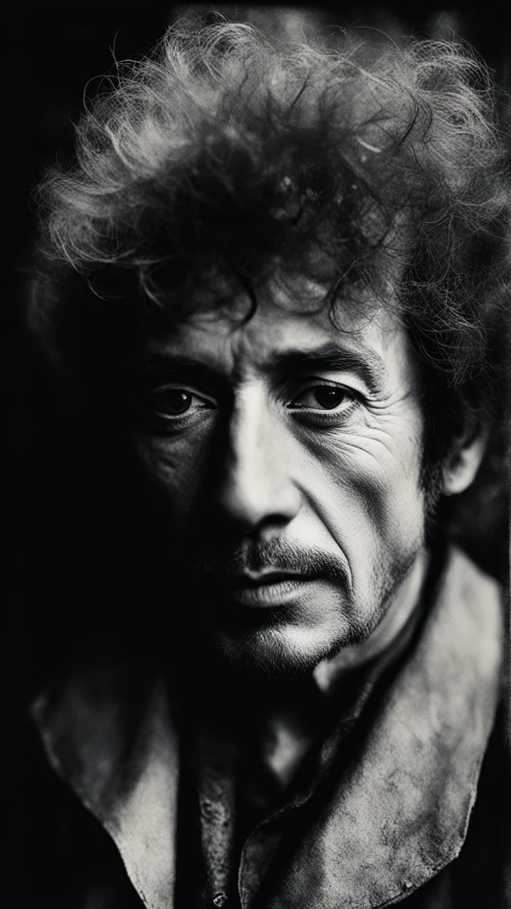 Radiant black background. Bob Dylan , top view camera, art by Deborah Turbeville, wide angle lens, Alessio Albi, Paul Strand, Russ Mills, (tiny details:1.5), close-up, fast shutter speed, defined direction, studio lighting, kodachrome warm, masterpiece, hyper detailed, distortion, hipstamatic, bokeh,