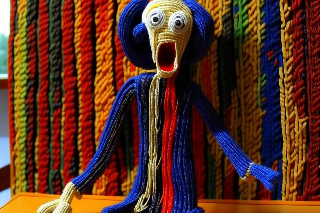 Knitted the scream cat Edvard Munch the scream