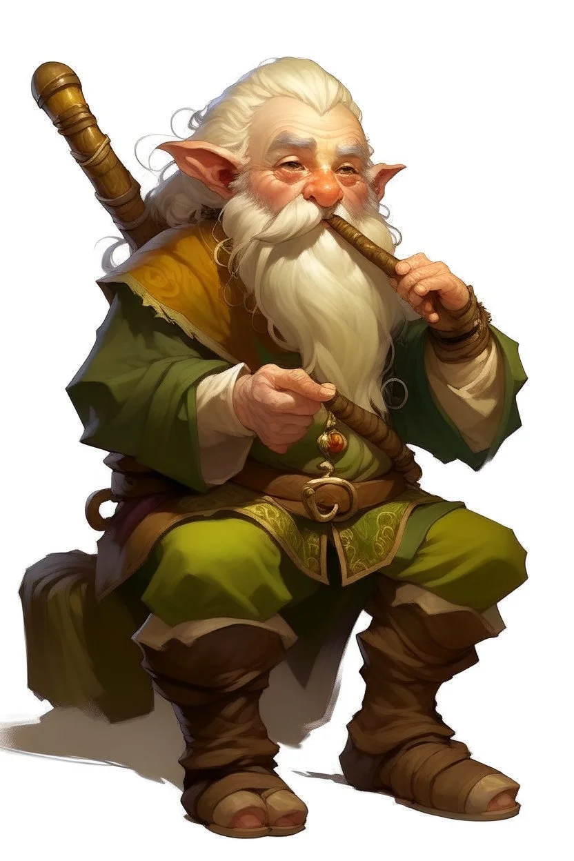 young blond bard mountain dwarf with flute dnd