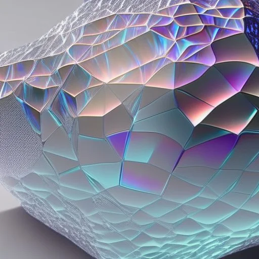 3d holographic pattern rock on infinite white background, glow, glass effect, 4k. sober. fintech