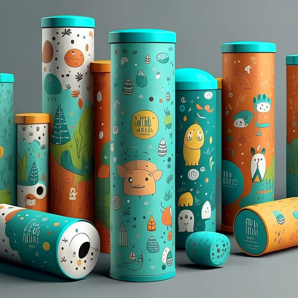 A long cylinder package design for a new line of toy named 'Null hypothesis' that is playful and whimsical. - - style cute