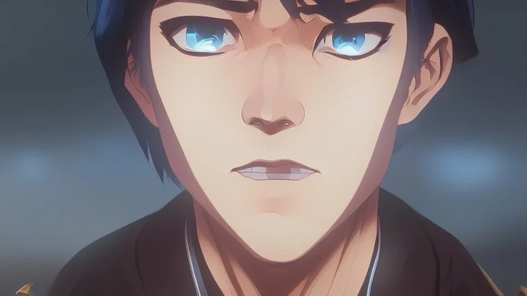 Satoru Gojo black background bright blue eyes