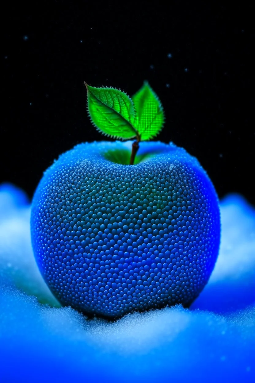 apple with snow and blue mood