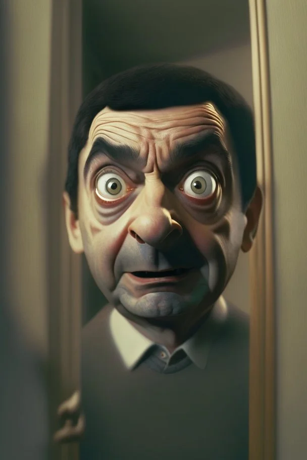 mr bean as jack in "shining", trending art, 8k, depth of field, volumetric fog