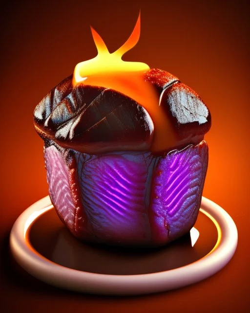 Filet Mignon. Realistic photo. HD. Glowing. 3d style