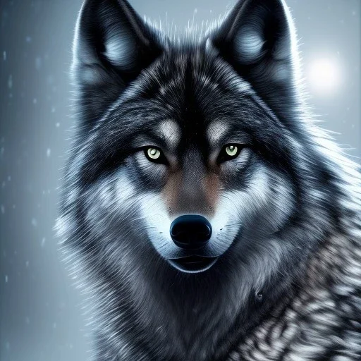 black wolf, black, masterpiece, expert, 8K, hyperrealism, sharp focus, cinematic lighting, blue