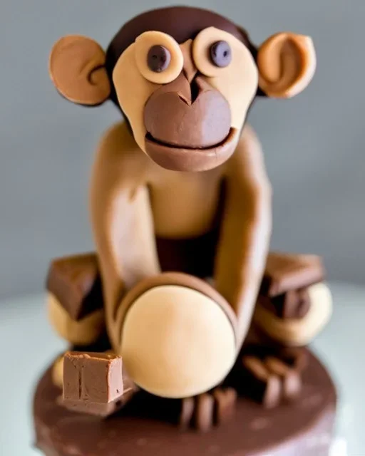 Monkey model made of chocolate cake with Mars bars