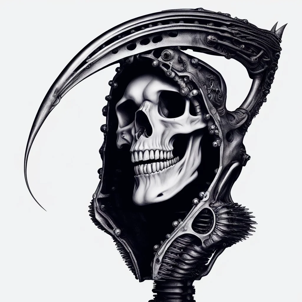 A MECHANICAL NON HUMAN SKULL AND PHALLIC SYMBOL DARK SLIMEY AND GIVING BIRTH SHARKS TEETH with a touch of H.R. Giger's biomechanical aesthetic. Hyperdetailed and rendered in 8k resolution, a true masterpiece. hyperdetailed intricately detailed Splash art action painting film noir photorealism psychedelic art telephoto lens aetherpunk horror post-apocalyptic VIVID IN COLOR