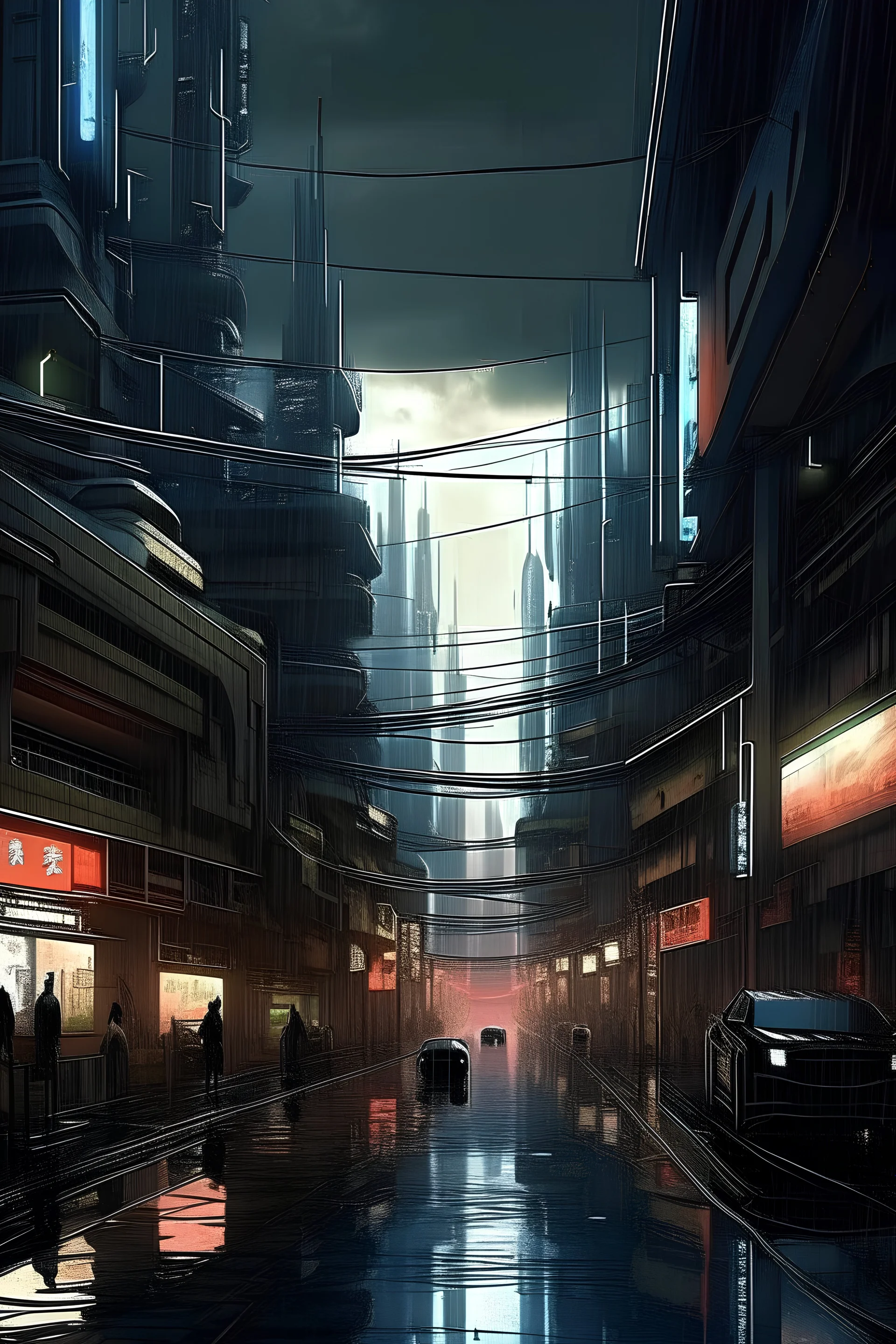 realistic hd Metropolis cyberpunk dystopian