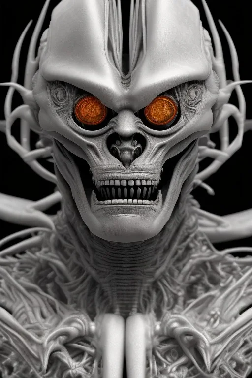 evil berserker, alien, tron, head, bitcoin eyes, 8k, finely detailed, dark light, photo realistic, hr giger