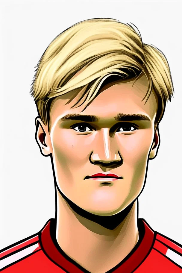 Martin Odegaard Norwegian football player ,cartoon 2d