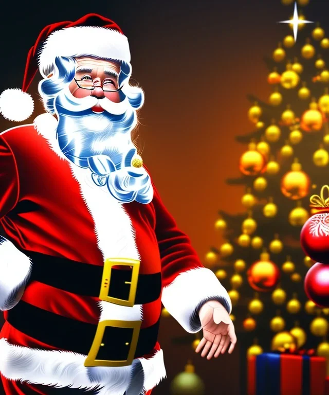  Santa Claus as a christmas tree, midjourney style, 8k, photorealistic, cinematic lighting, dramatic, atmosphereric,