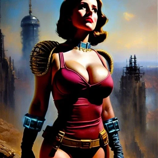 Drawing of beautiful face,'beautiful,Busty fit 'Piper Wright - Fallout 4 ',intense stare, ancient skintight armor, balanciaga fashion clothe painting by gaston bussiere, greg rutkowski, yoji shinkawa, yoshitaka amano, tsutomu nihei, donato giancola, tim hildebrandt Oil on canvas, cinematic composition, extreme detail,fit full head inside picture,16k