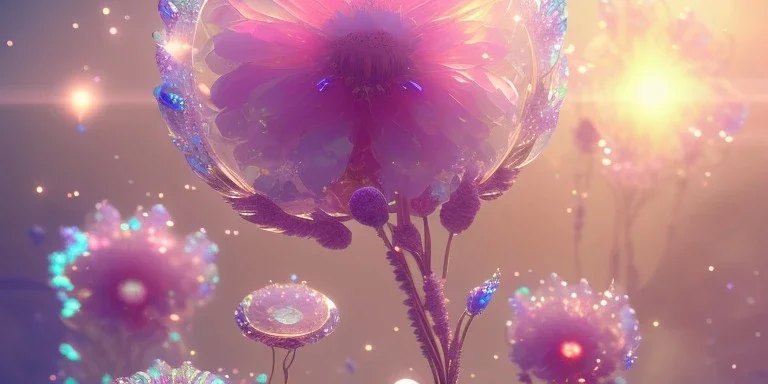 crystal subtle flower in a galactic ambiance beautiful fairy, transparent, delicate colors, in the foreground, full of details, smooth，soft light atmosphere, light effect，vaporwave colorful, concept art, smooth, extremely sharp detail, finely tuned detail, ultra high definition, 8 k, unreal engine 5, ultra sharp focus