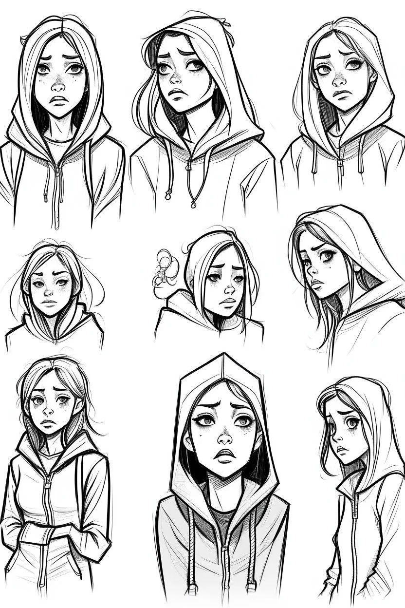 Sad character drawing sketches