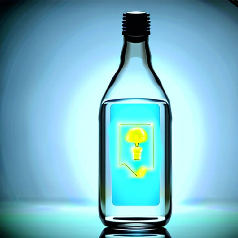 A digital message in a glass bottle. The message is the creation of artificial intelligence.