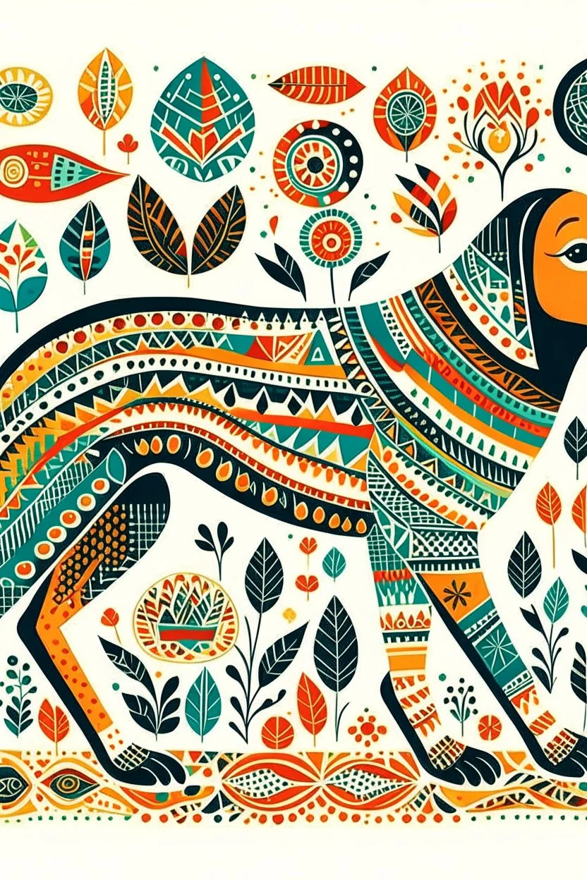 South African Folk Art Dog illustration