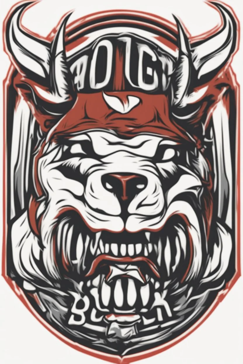 angry bull terrier hockey logo, thick lines, vector