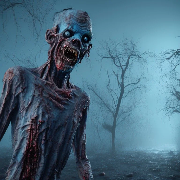 scary zombies blue background