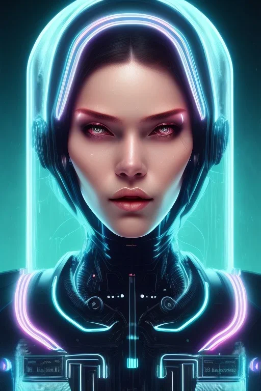 cyberpunk, head, women, portrai, tron