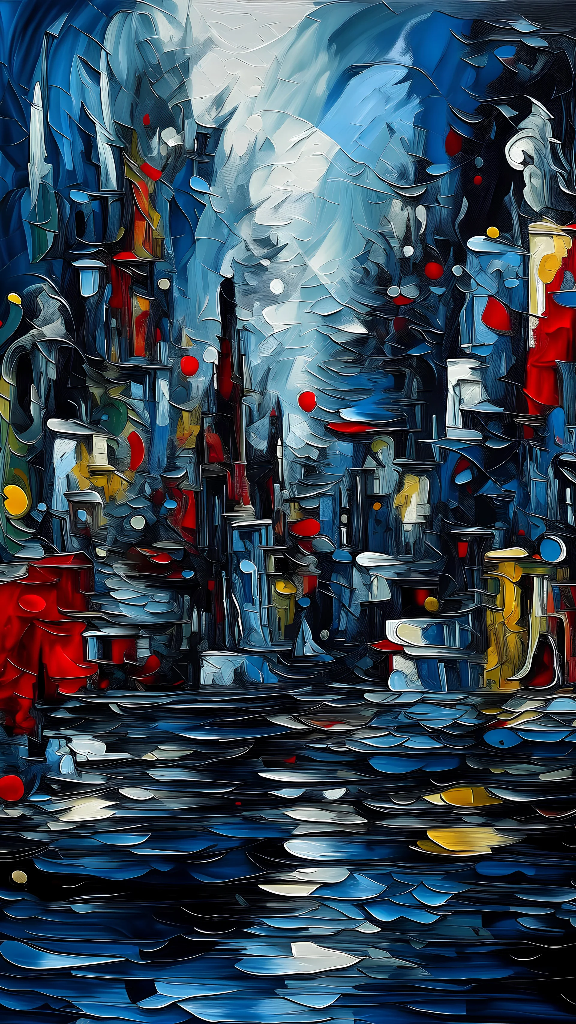 8K Ultra HD, highly detailed, Abstraction, Oil, Sketch, A metropolis made of water, Cubism, Brush, Palette, Easel, Pigment, Stroke, Composition, Mixed media, Texture, Contrast, Depth, Creativity, Imagination, Ceramic, Cerulean, Vermilion, Impasto, Glaze, Grayscale, Fauvism, Renaissance, luminism, 3d render, octane render, Isometric, by yukisakura, awesome full color,