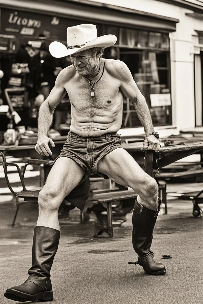 drunk runner without cloth old cowboy