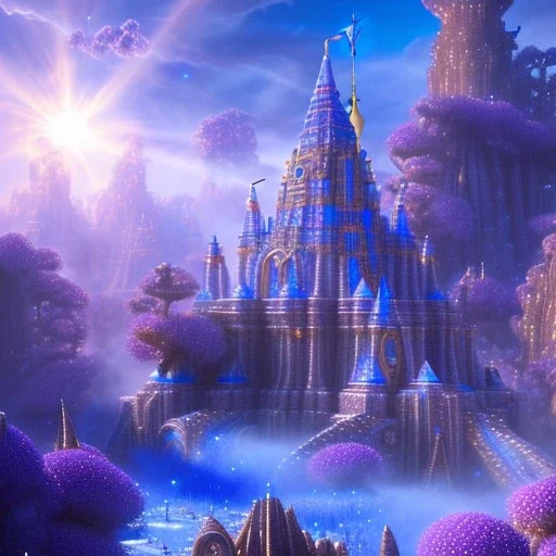 Aztecan blue crystal temple ! soft background | god rays | intricate | elegant | transparent blue and pink landscape | highly detailed | illustration | depth of field, luminosity, ultra sharp focus, ultra high definition