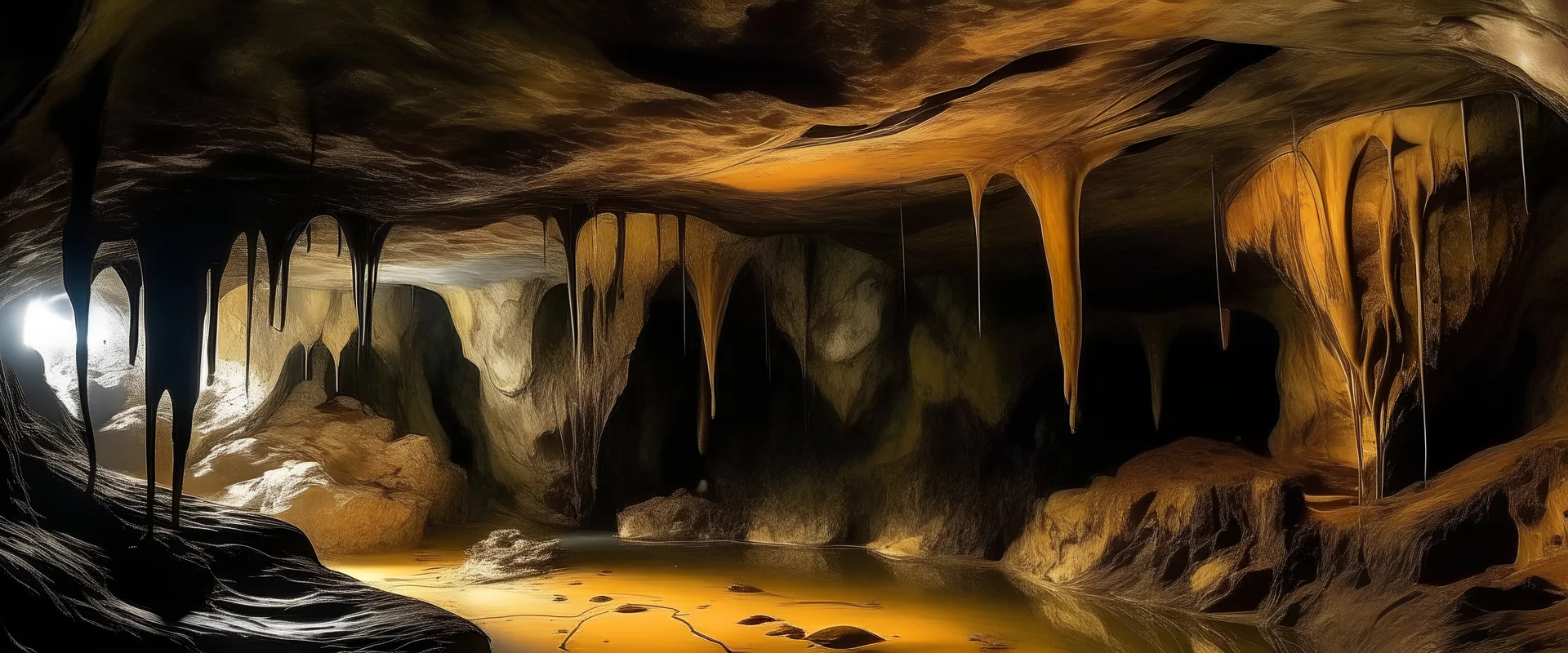 A melted cavern with cave paintings painted by Salvador Dali