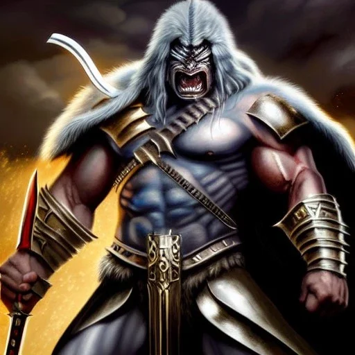 ultra detailed fullbody portrait of Doomsday, intense stare ,wearing metal armor, Holding Conan The Barbarian Atlantean Sword,extremely detailed digital painting, intrincate, extremely detailed face, in the style of Ohrai Noriyoshi and robert e howard and pablo oliveira and ARTGERM and Ken Kelley and Keith Parkinson,mystical colors,perfectly centered image, perfect composition, rim light, beautiful lighting,8k, stunning scene, raytracing