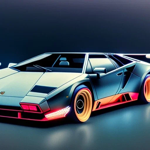 fullbody Drawing of 'Lamborghini Countach Redux',intricate detail,andrea bonelli,Kilian Eng,Ohrai,evan lee,three quarters frontal aerial view,toned colors,16k