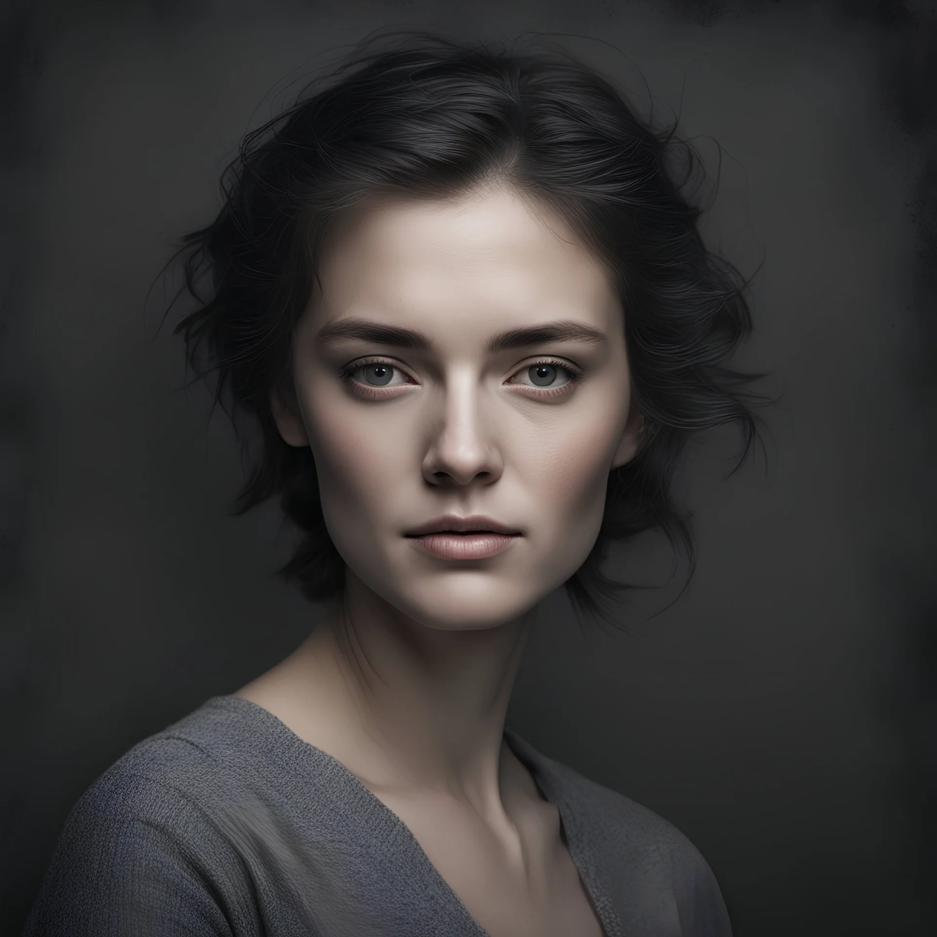 woman, dark gray background, portrait