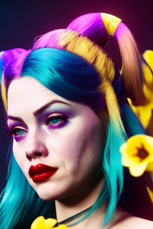 Liv Tyler Harley Quinn underwater with yellow flowers for hair, closed eyes, rtx, reflection, 8k, glow, winning photography, caustics