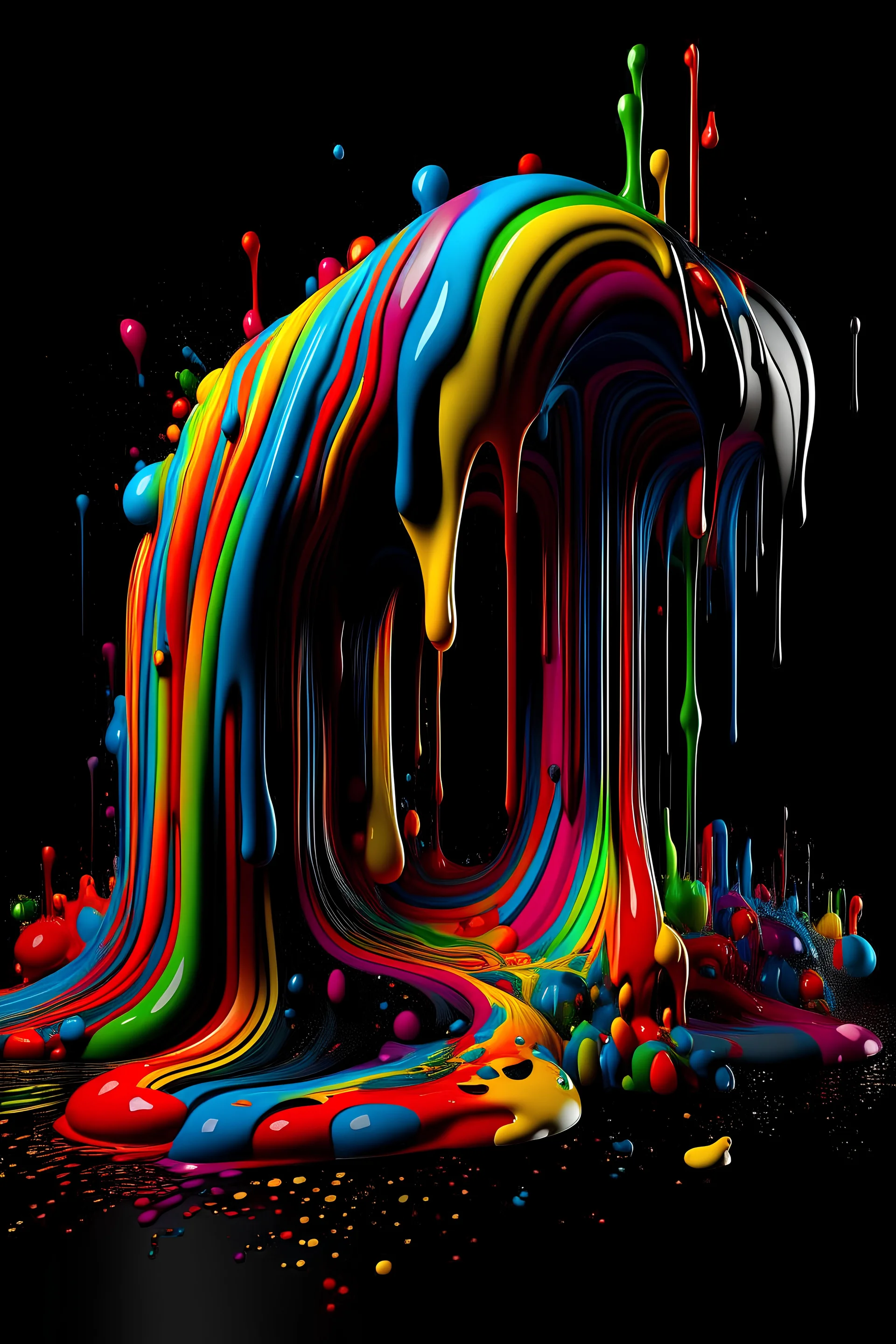 A mesmerizing 4D rendering illustration masterpiece captures the name "Coloring Book,,in a captivating, dripping, meltingstyle, with bright, bold black letters illuminated by vivid hues. The whimsical, fun movement of the text and surrounding abstract shapes, splashes, and drops in various bright colors create a dynamic atmosphere. The pristine black background contrasts with the bold, striking colors, showcasing the artist's exceptional skills in 3D rendering and illustration. This artist's inn