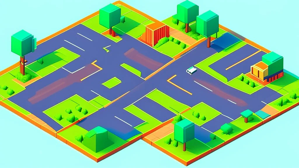 illustration lots of block square road top view 3d style. HD.