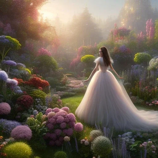 pixar style, volumetric summer garden environment and background, realistic painting of Kristen Stewart, looking excited, volumetric lighting, dramatic lighting, detailed digital painting, extreme dense and fine fur, anime, ornate, colour-washed colors, elegant, small minutiae, tiny features, particulars, centered, smooth, sharp focus, renderman gofur render, 8k, uhd, detailed eyes, realistic shaded volumetric lighting, sunlight caustics, backlight, centered camera view